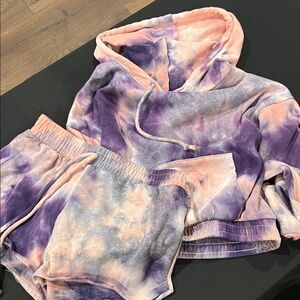 🔥2-piece🔥Tie-Dye Hoodie and Shorts Set